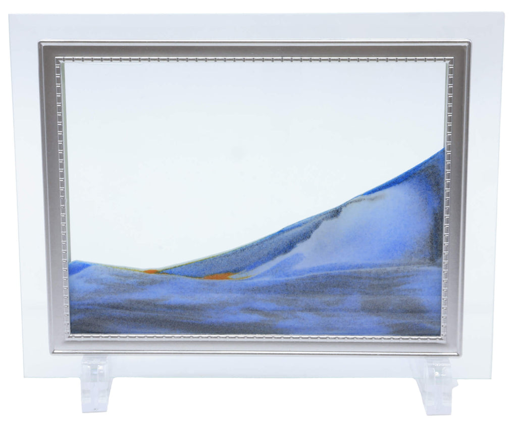 Tableau Sable Mouvant Verre 22cm - Bleu