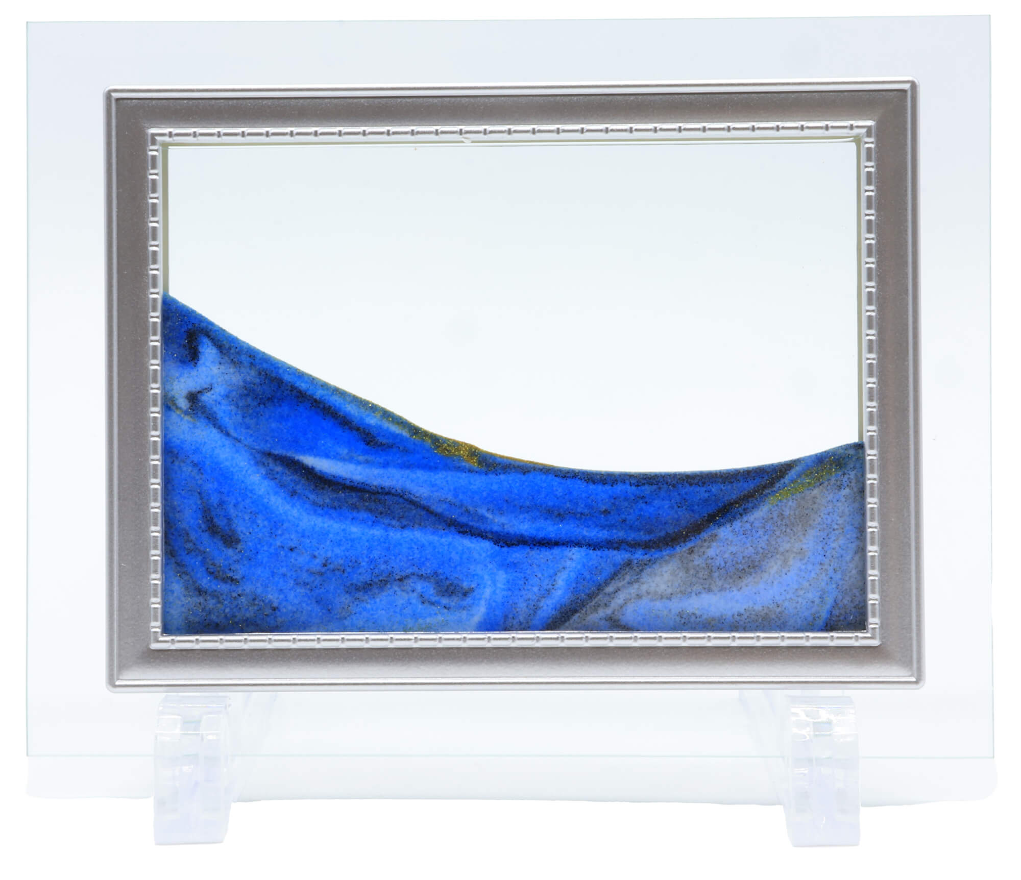 Tableau Sable Mouvant Verre 17cm - Bleu