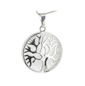 Cristal de Roche Pendentif Arbre de Vie Pierre Cabochon Rond 25mm et Métal Argenté