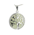 Jade de Chine Pendentif Arbre de Vie Pierre Cabochon Rond 25mm et Métal Argenté