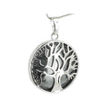 Hématite Pendentif Arbre de Vie Pierre Cabochon Rond 25mm et Métal Argenté
