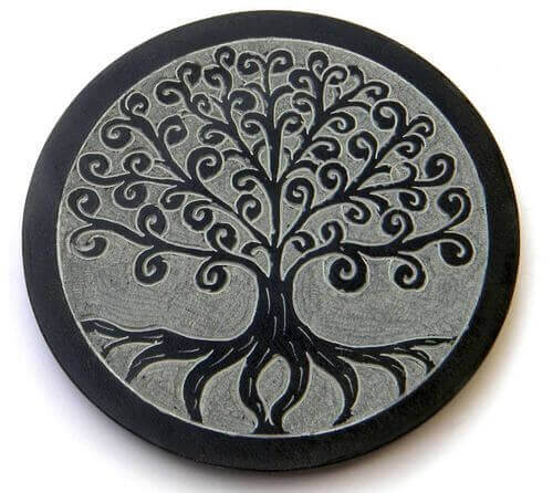 Porte-Encens Pierre Rond Arbre de Vie Racines - 10cm