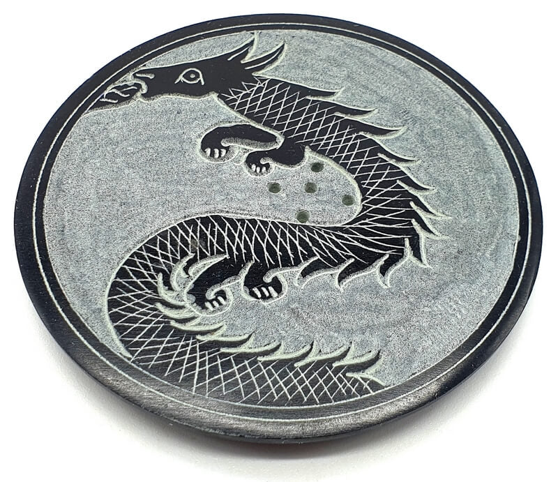 Porte-Encens Pierre Rond Dragon - 10cm