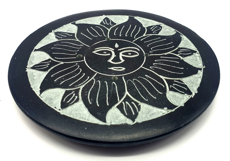 Porte-Encens Pierre Rond Soleil - 10cm