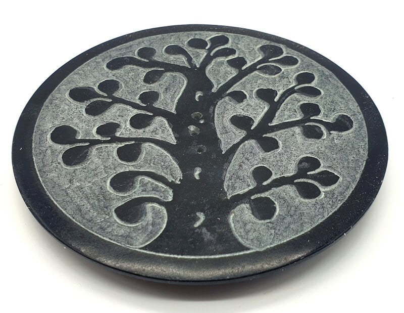 Porte-Encens Pierre Rond Arbre de Vie - 10cm