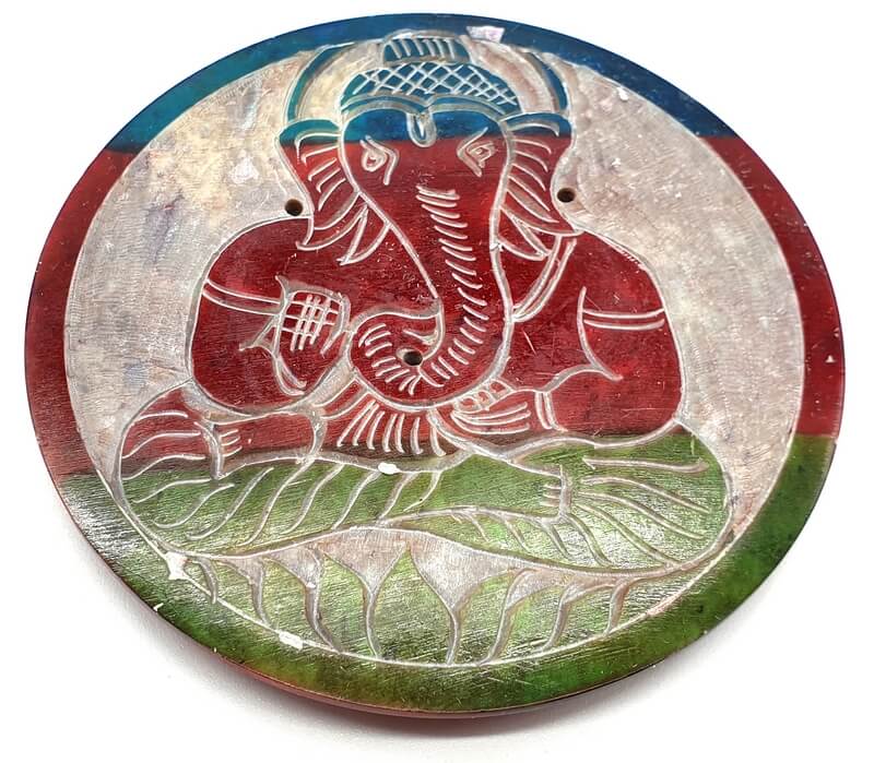 Porte-Encens Pierre Rond Ganesh Dégradé - 10cm