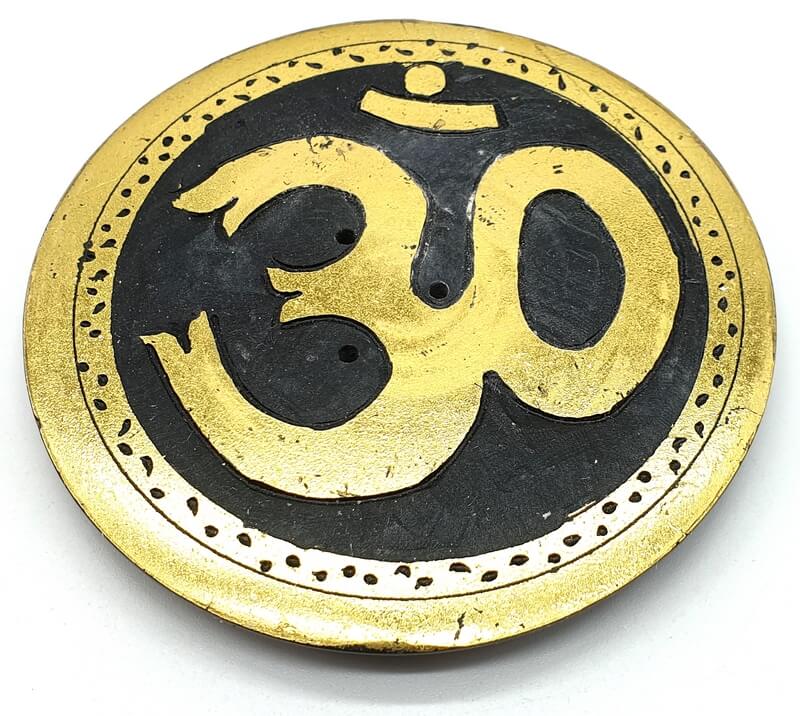 Porte-Encens Pierre Rond OM Doré - 10cm