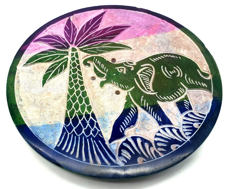 Porte-Encens Pierre Eléphant Palmier Dégradé - 10cm