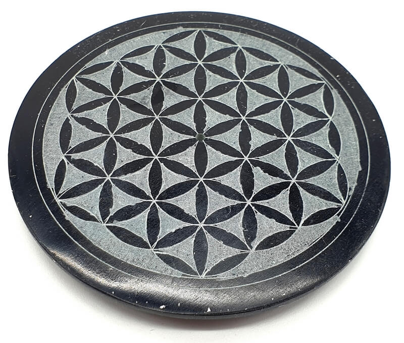 Porte-Encens Pierre Rond Fleur de Vie - 10cm