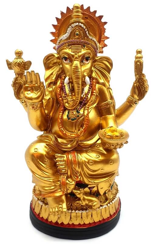 Statue Résine Ganesh Doré sur Socle 18cm