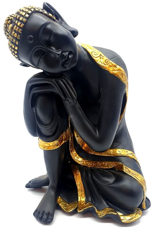 Statue Résine Bouddha Penseur Noir 28cm