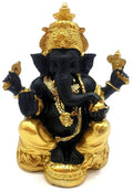 Statue Résine Ganesh Noir/Or 13cm