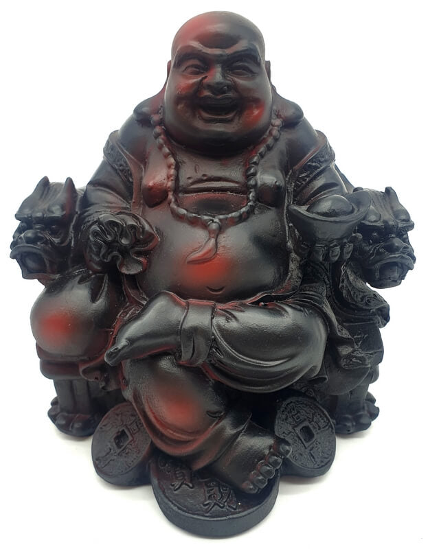 Statue Résine Bouddha Rieur Antique 15cm