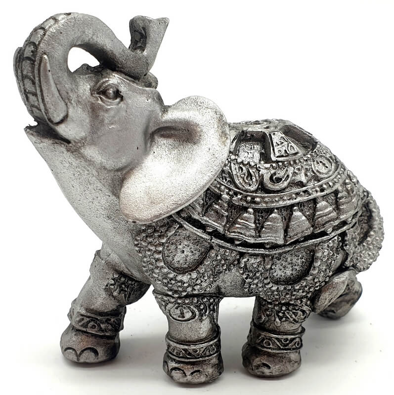 Statue Résine Éléphant Argent 10cm