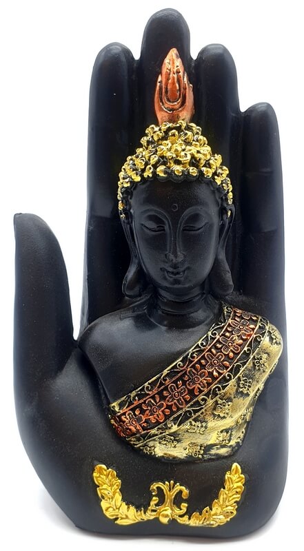 Statue Résine Bouddha sur Main 18cm