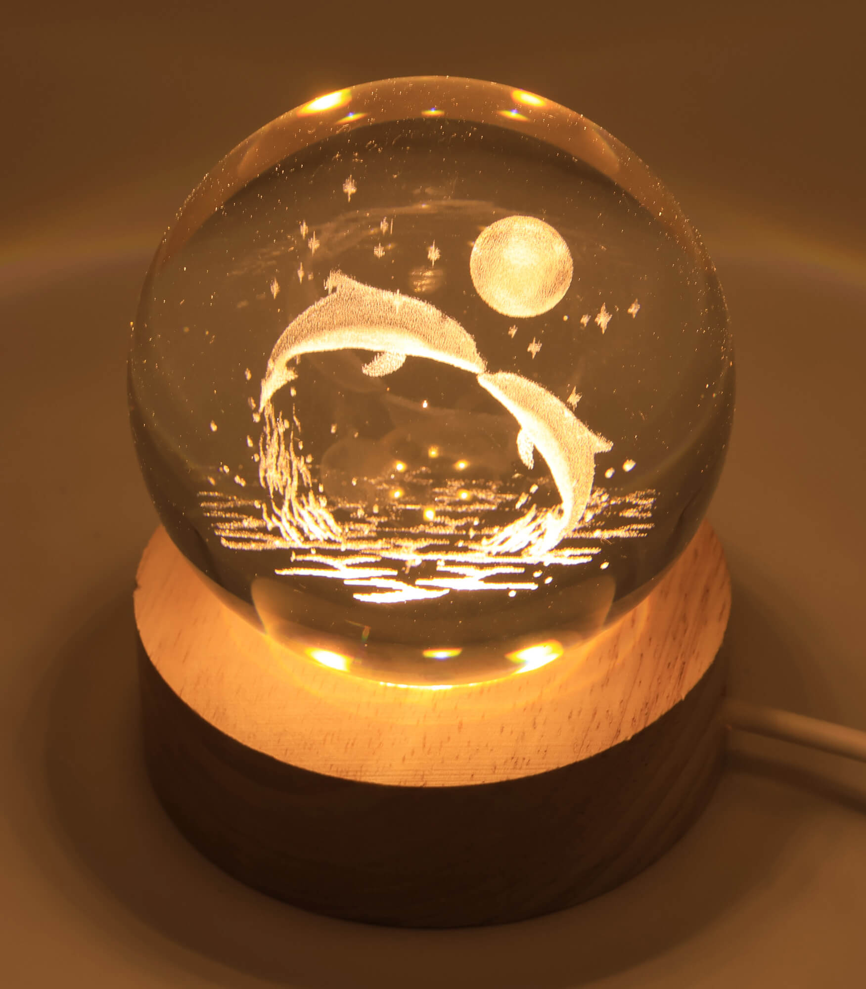 Veilleuse USB Verre Dauphin 6cm