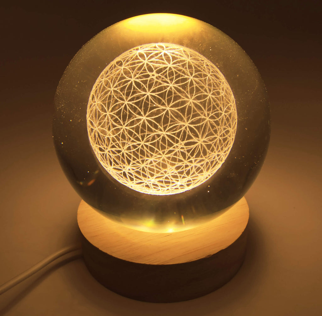 Veilleuse USB Verre Fleur de Vie 9cm