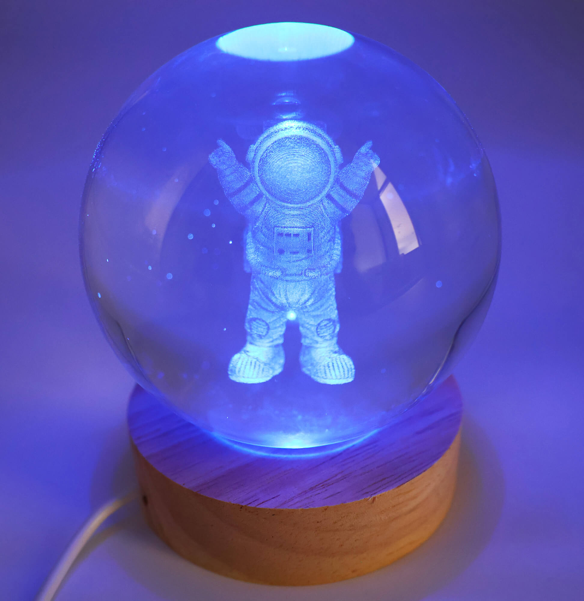 Veilleuse USB Verre Astronaute Multicolore 9cm