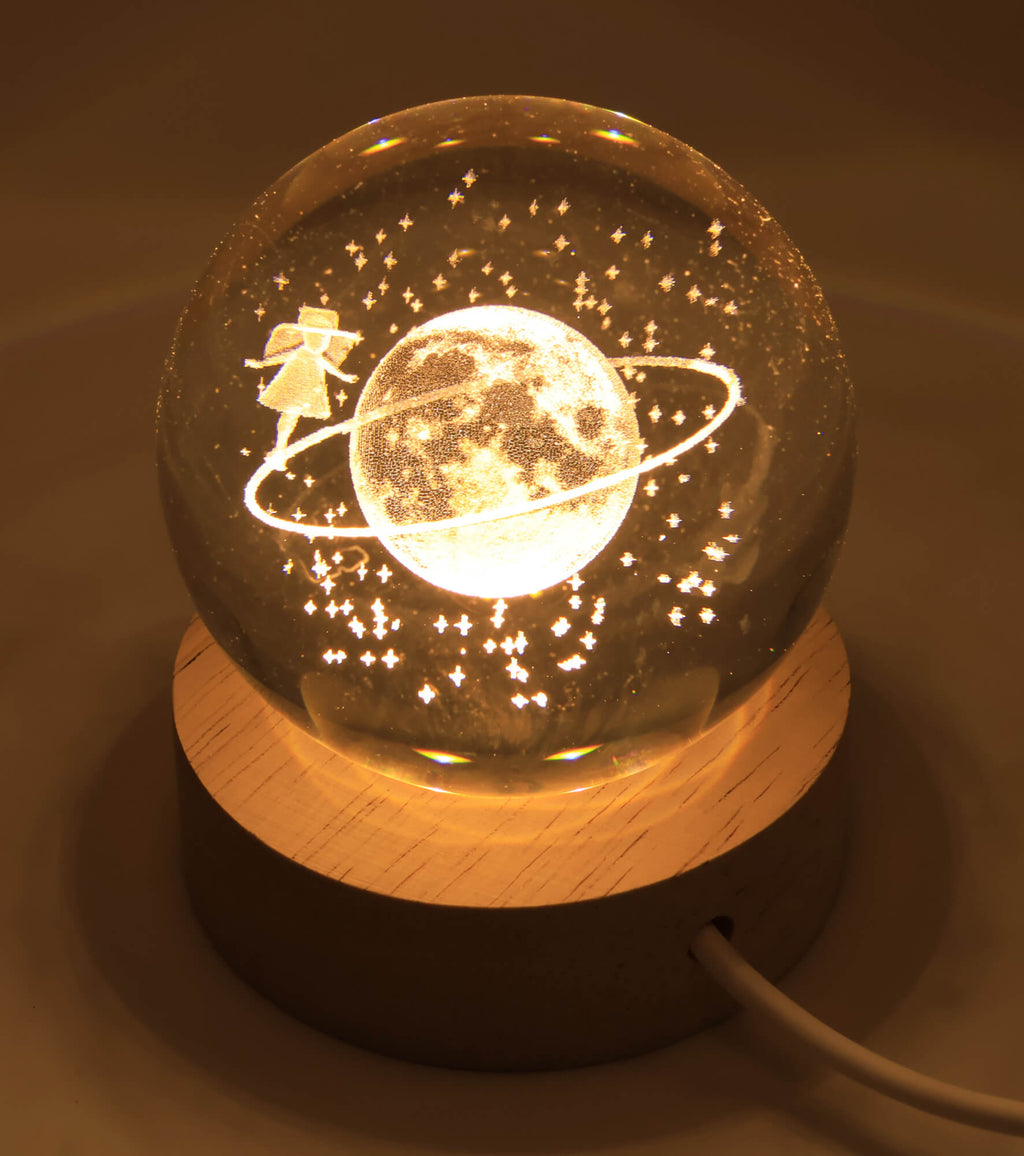 Veilleuse USB Verre Saturne 9cm