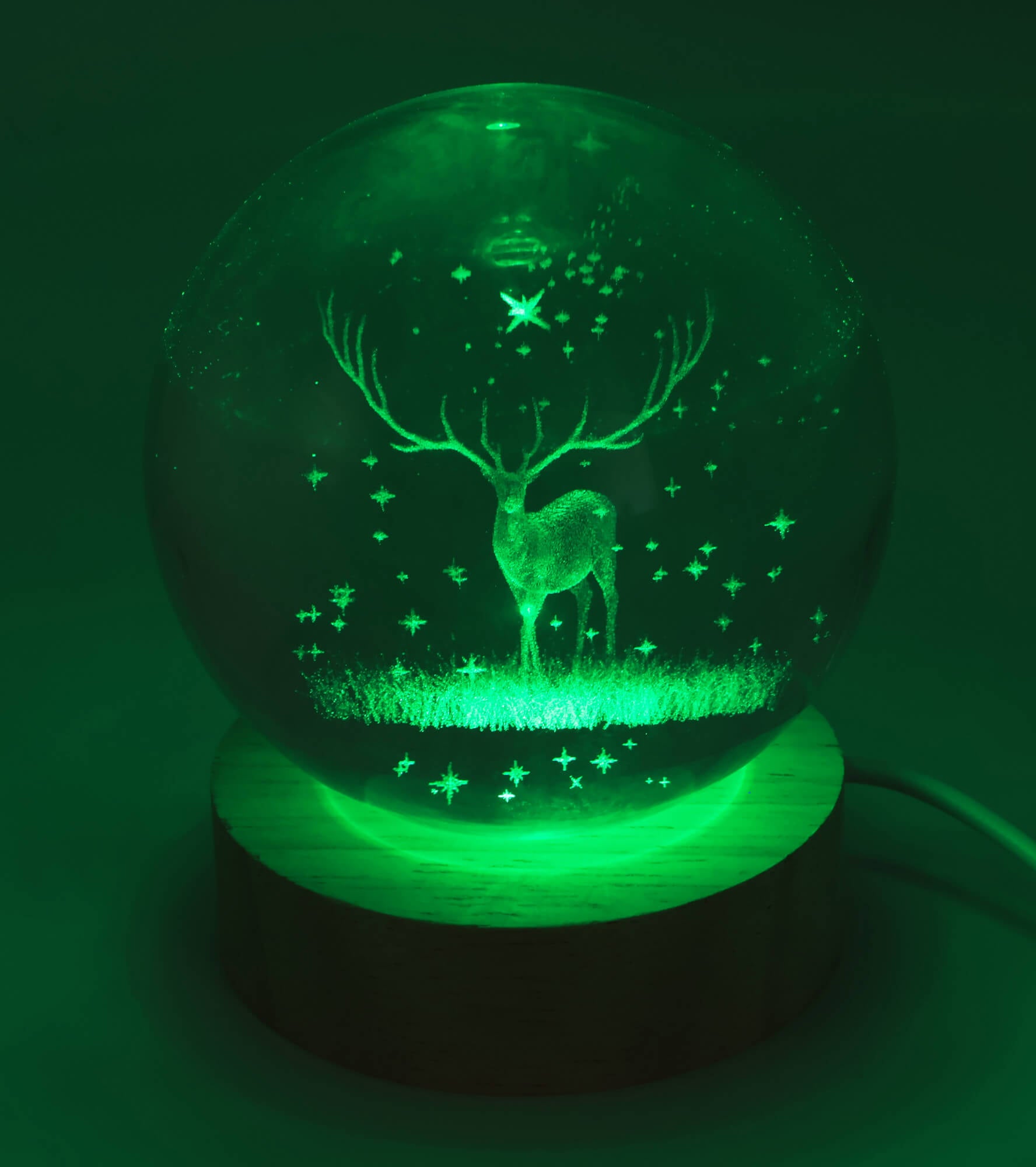 Veilleuse USB Verre Cerf Multicolore 9cm